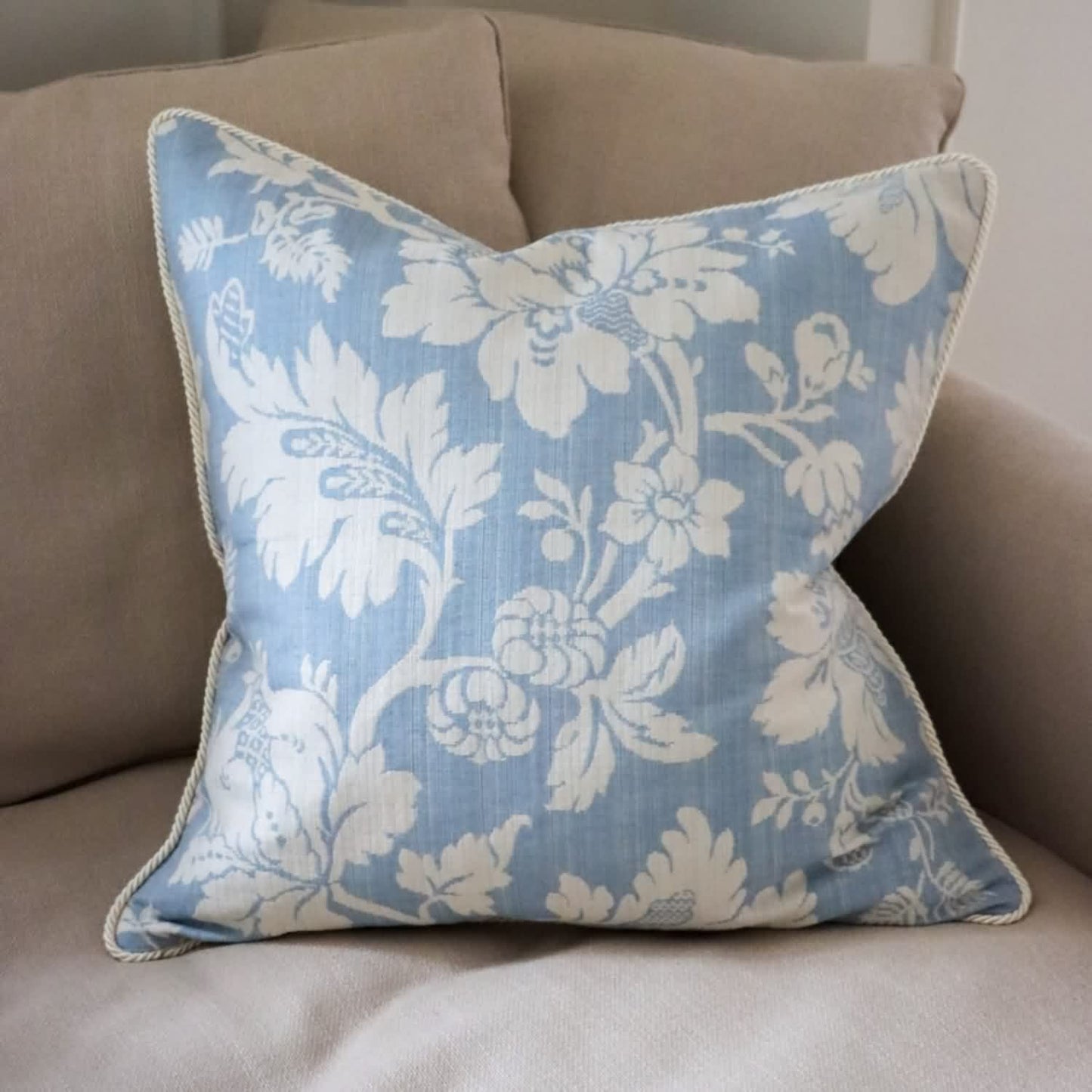 Mary Light Blue British Jacquard Fabric for Curtains & Upholstery