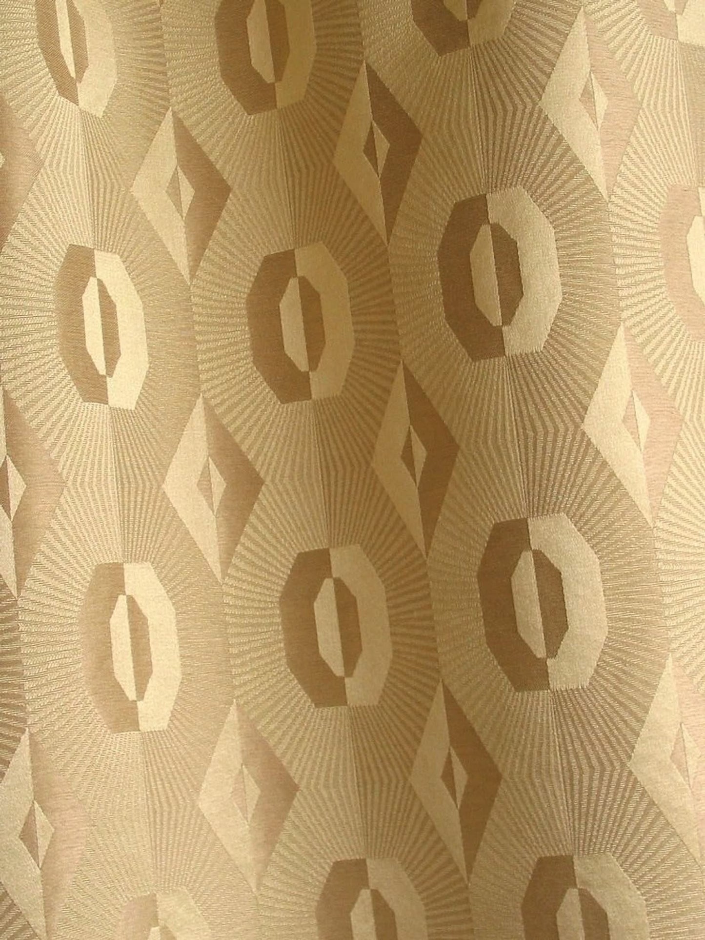 Voisin Gold Art Deco geometric fabric by Arte Fresca Outlet, featuring an elegant pattern in gold and beige tones, perfect for sophisticated interior design.