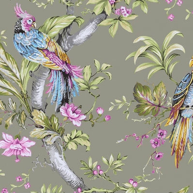 Allegria Multi Dark Beige Exotic Floral Cotton Fabric Remnant
