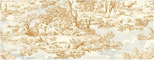 Delphine Toile Sepia/Ciel Französischer Vorhang- und Möbelstoff