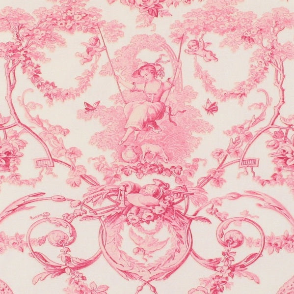 LUDIVINE ROSE FOND CREME French Curtain & Upholstery Fabric