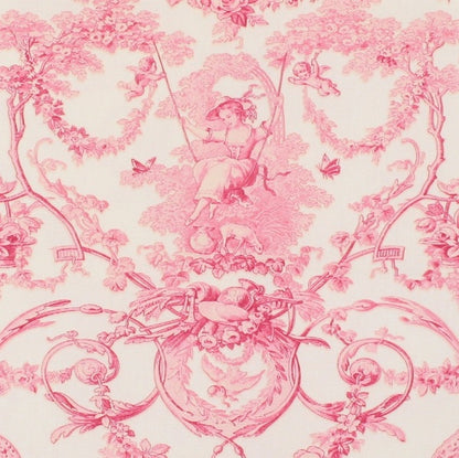 LUDIVINE ROSE FOND CREME French Curtain & Upholstery Fabric