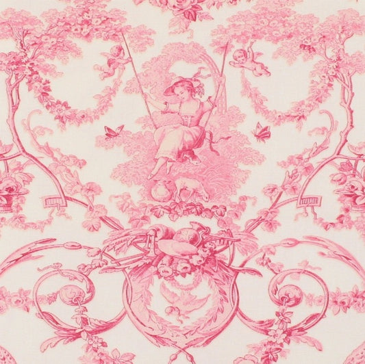 LUDIVINE ROSE FOND CREME French Curtain & Upholstery Fabric