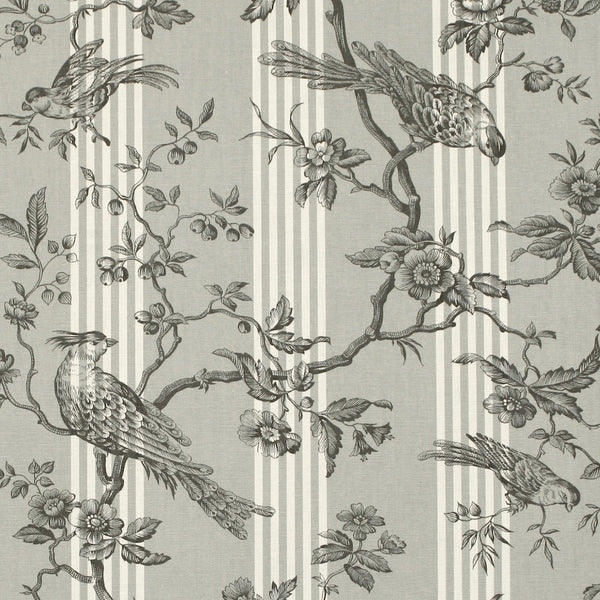 CHANTILLY BLACK ON GREY French curtain and decor fabric
