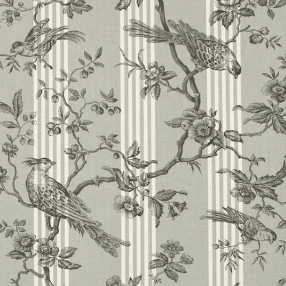 CHANTILLY BLACK ON GREY French curtain and decor fabric
