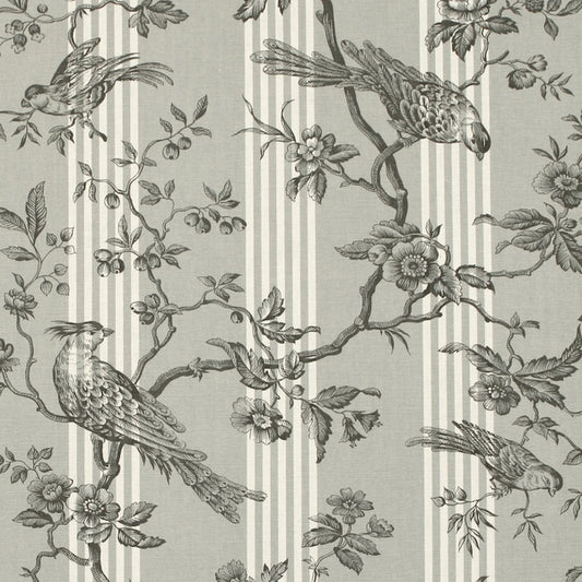CHANTILLY BLACK ON GREY French curtain and decor fabric