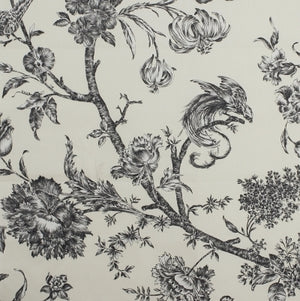 Montbrison Schwarz & Creme Blumen Baumwoll Coupon