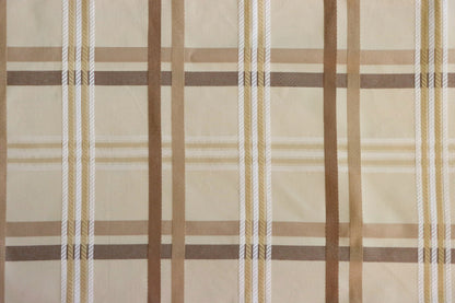 Braxton Check fabric in classic beige and brown plaid from Arte Fresca Outlet, showcasing its full pattern and texture.