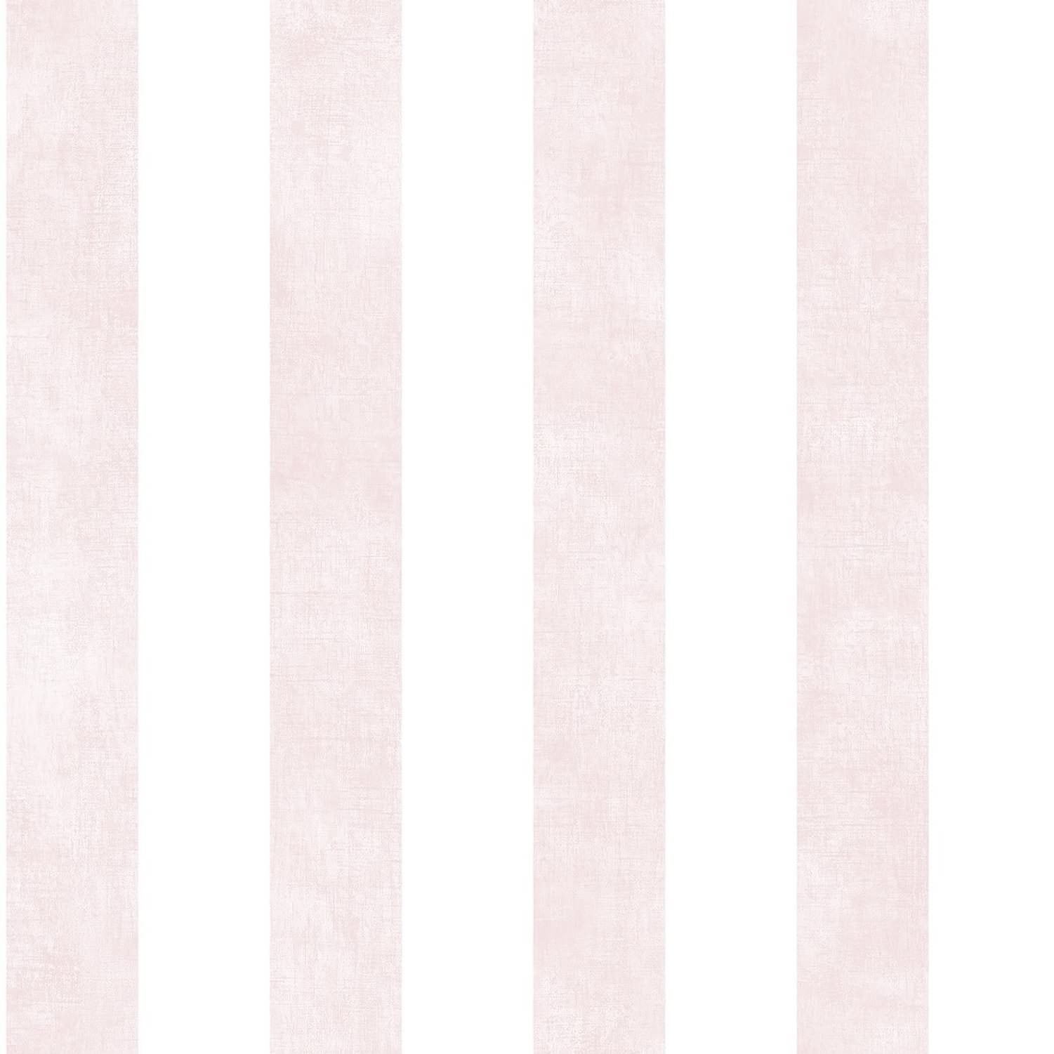 Close-up of COLOUR WASH STRIPE ROSE wallpaper from Arte Fresca Outlet, revealing its elegant vertical stripe pattern. The soft rosé stripes have a distinct, slightly grainy texture, contrasting with the smooth off-white stripes, creating a subtle visual depth and a delicate, watercolor-like effect.