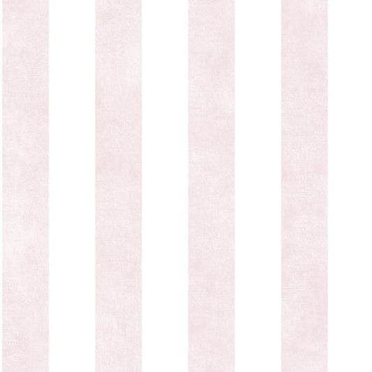 Close-up of COLOUR WASH STRIPE ROSE wallpaper from Arte Fresca Outlet, revealing its elegant vertical stripe pattern. The soft rosé stripes have a distinct, slightly grainy texture, contrasting with the smooth off-white stripes, creating a subtle visual depth and a delicate, watercolor-like effect.