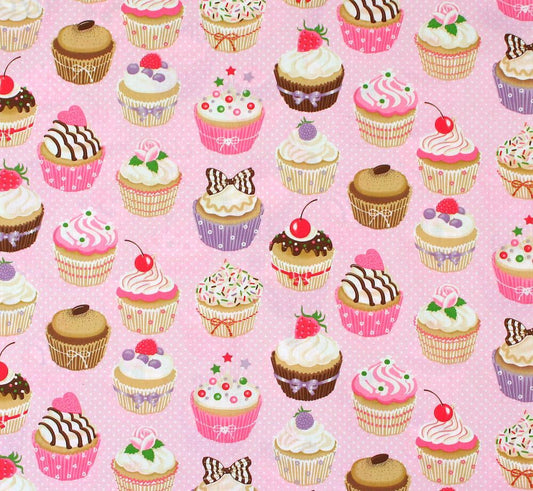 CUPCAKES PINK franz. Baumwollstoff