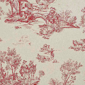 Fantine Red French Toile de Jouy Fabric