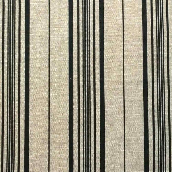 LOGAN STRIPE LIN BLACK printed linen fabric