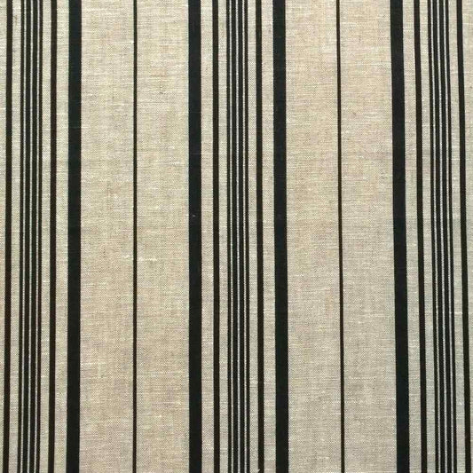 Logan Stripe Black Pure Linen Fabric