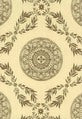 Flache Ansicht des eleganten Webstoffs MARGERIE in Braun und Creme mit klassischem Lorbeermuster