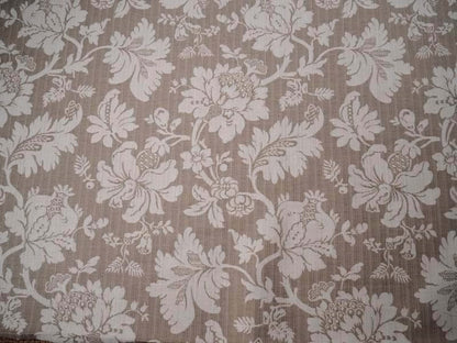 MARY BEIGE jacquard fabric by Arte Fresca Outlet, a full view displaying its large, detailed floral pattern with peonies and tendrils in a subtle tonal beige on a warm sand background, highlighting its relief texture.