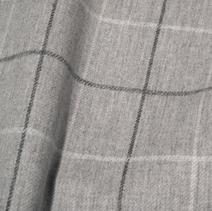 Oxford Check Grauer Wollstoff | Englischer Vorhang- & Polsterstoff
