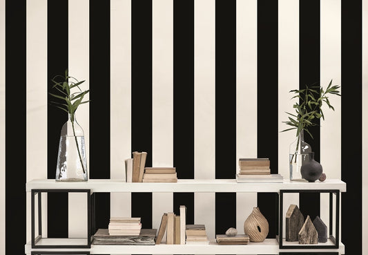 Parker Stripe Pearl Wallpaper White Silver