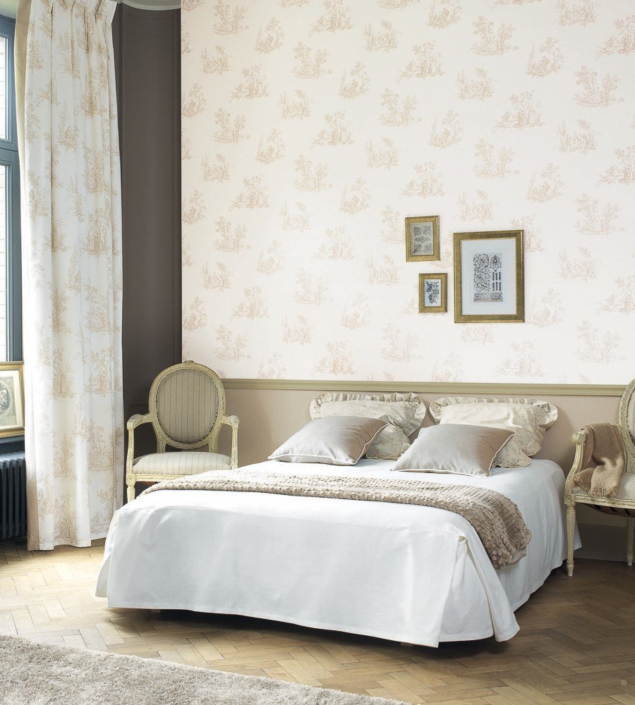 Riveau French Blue Toile de Jouy Cotton Blend