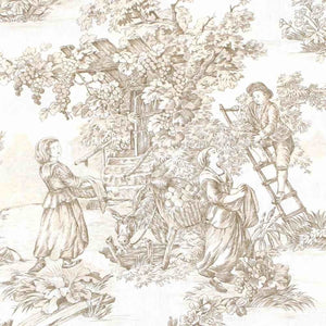 Toile de Jouy Stoffrest in Grau-Beige & Creme