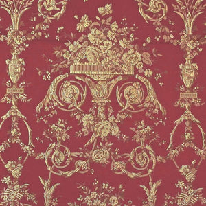 Villa Borghese Ucelli Reststück aus rotem Webdamast