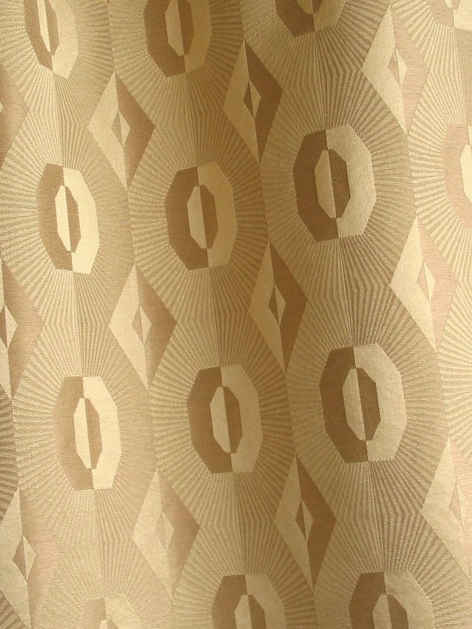 Voisin Gold Art Deco geometric fabric by Arte Fresca Outlet, featuring an elegant pattern in gold and beige tones, perfect for sophisticated interior design.