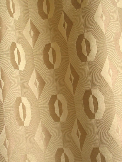 Voisin Gold Art Deco geometric fabric by Arte Fresca Outlet, featuring an elegant pattern in gold and beige tones, perfect for sophisticated interior design.