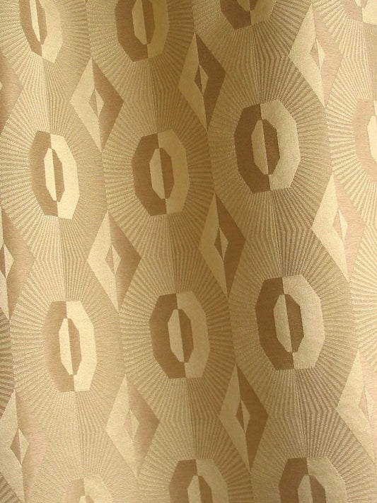 Voisin Gold Art Deco geometric fabric by Arte Fresca Outlet, featuring an elegant pattern in gold and beige tones, perfect for sophisticated interior design.