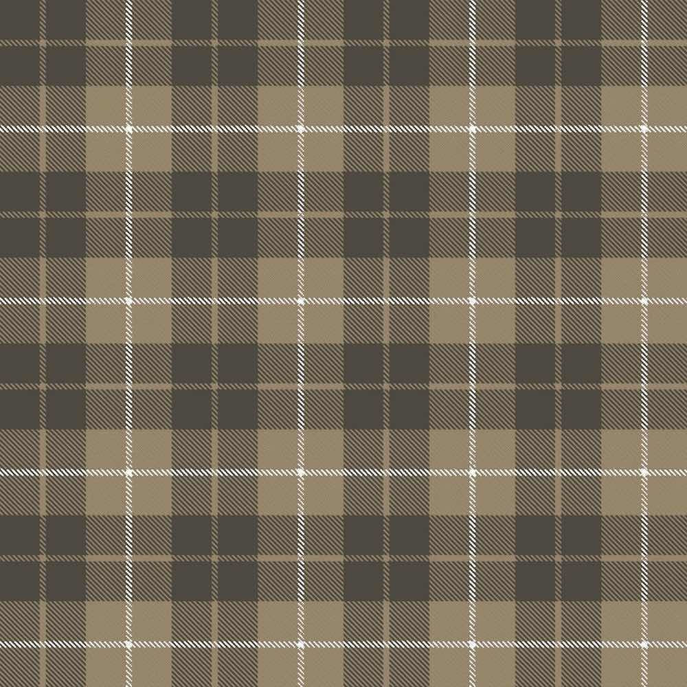 Flache Ansicht der braunen Tartan Karotapete mit weißen Linien