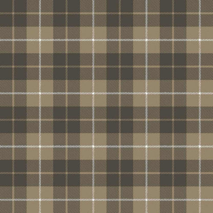 Flache Ansicht der braunen Tartan Karotapete mit weißen Linien