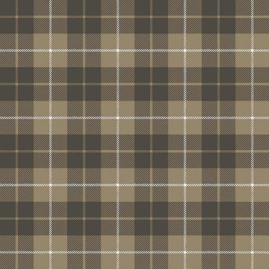 Flache Ansicht der braunen Tartan Karotapete mit weißen Linien